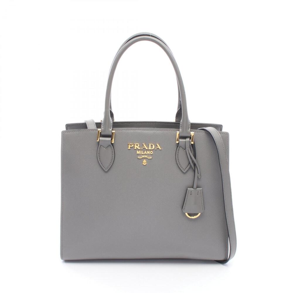 Prada Galleria Saffiano Leather 2Way Tote Bag Gray